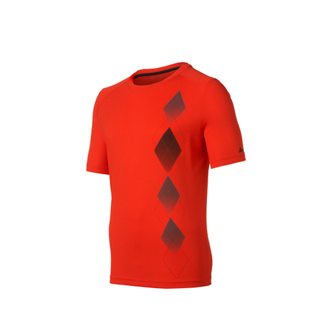 【瑞士ODLO】男銀離抗UV短袖T恤 201052 (38601艷紅/黑)